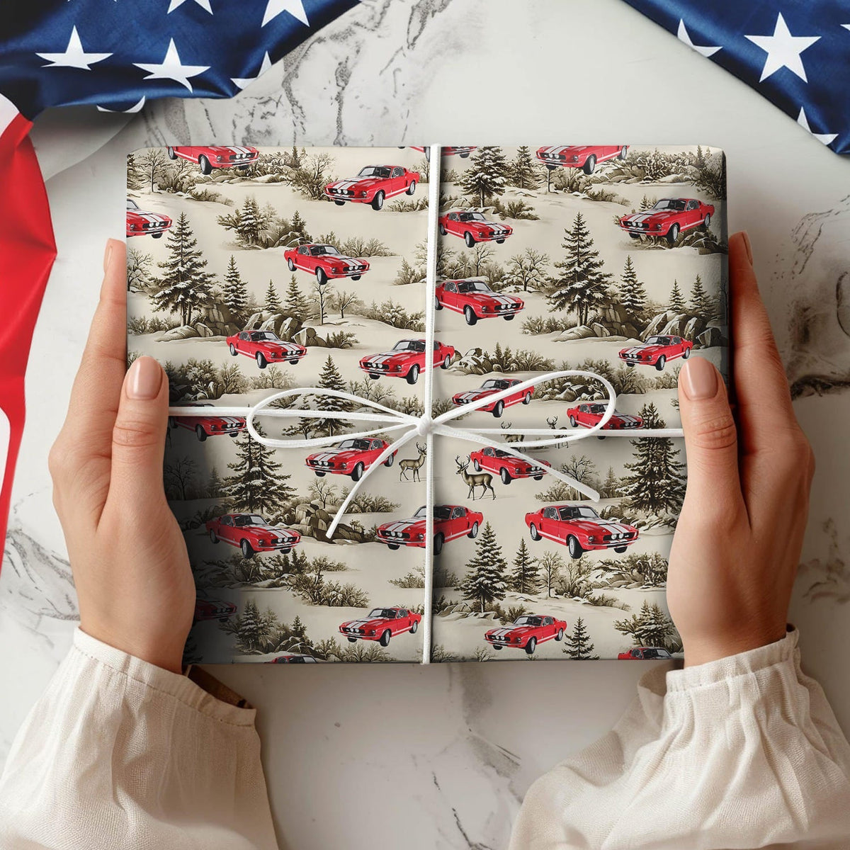 Custom Car Photo Vintage Tropical Christmas Gift Wrapping Paper LM32 897323