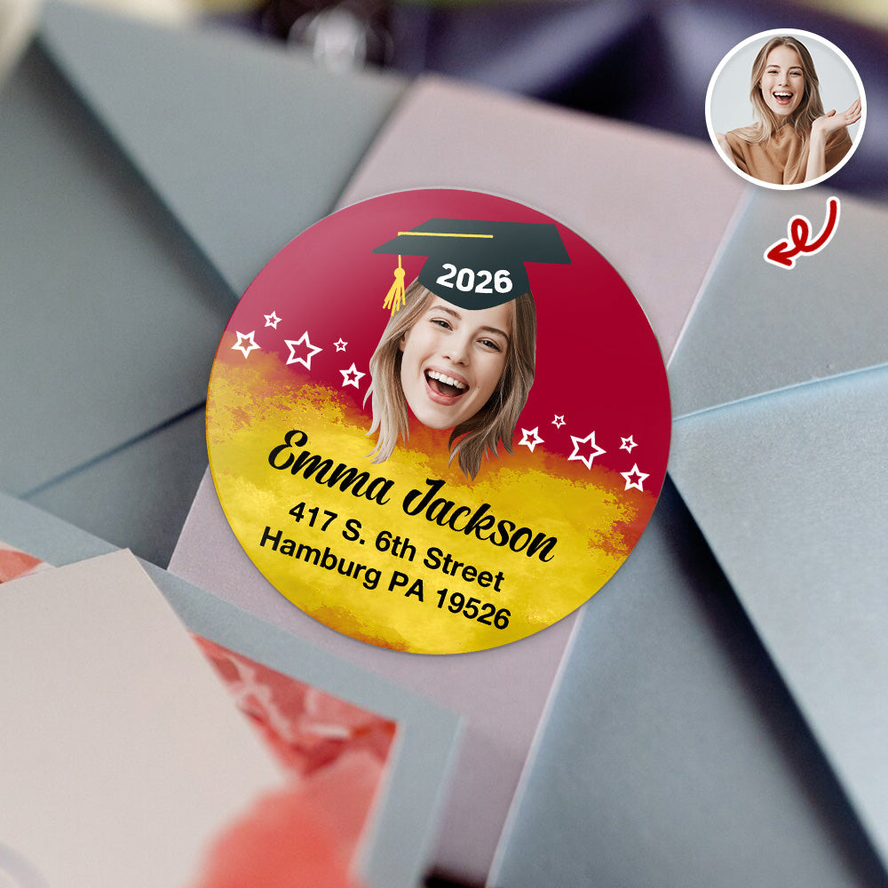 Custom Face Graduation 2026 Return Address Personalized Roll Sticker HA75 920446