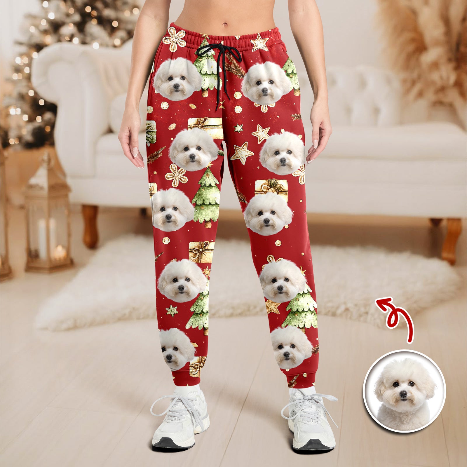 Custom Photo Dog Christmas Sweatpants, Gift For Dog Mom Dog Dad HA75 892988