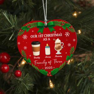 Our First Christmas As A Family Personalized Christmas Heart Shaped Ceramic Ornament HA75 897802