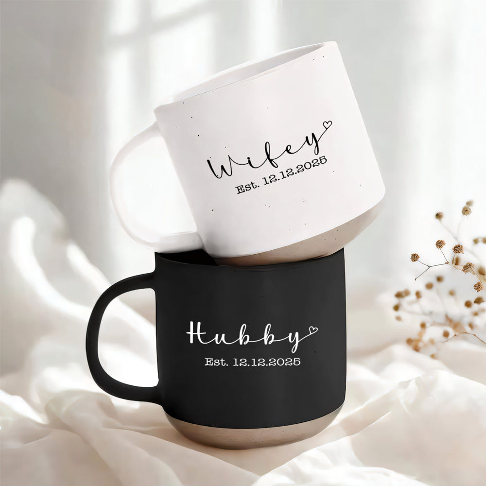 Personalized Hubby Wifey Couple Gift Pottery Mug HA75 898916