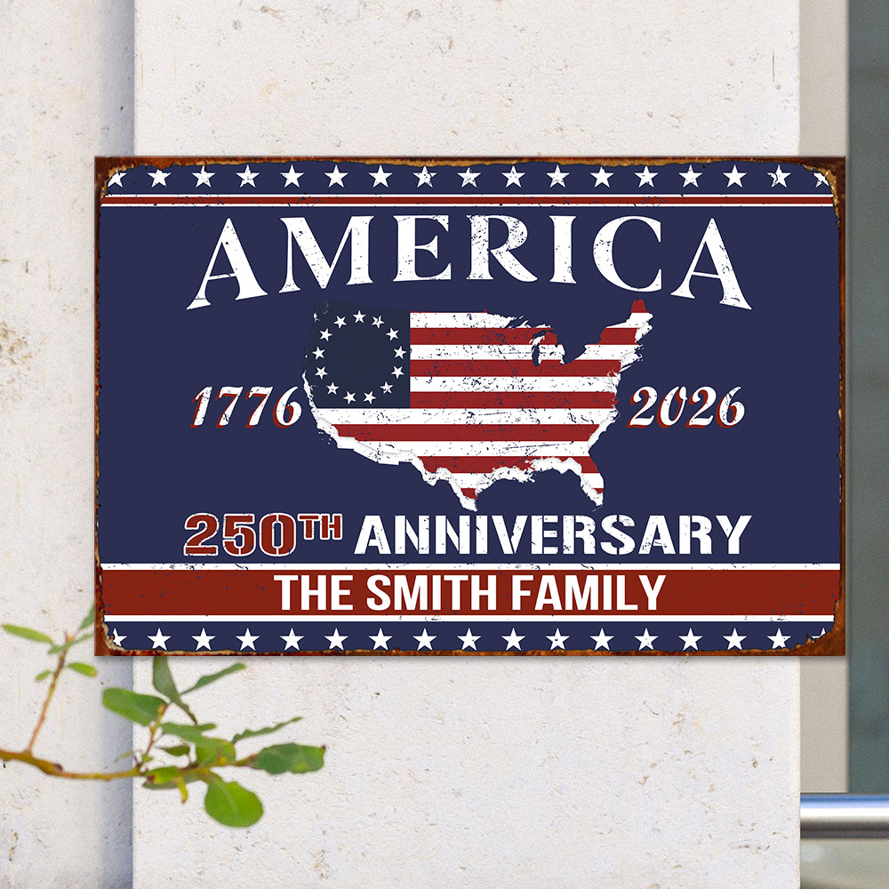 Personalized Family Name America 250th Anniversary Metal Sign TH10 898463