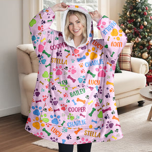 Custom Name Area Bones And Paws Hoodie Blanket HO82 900572