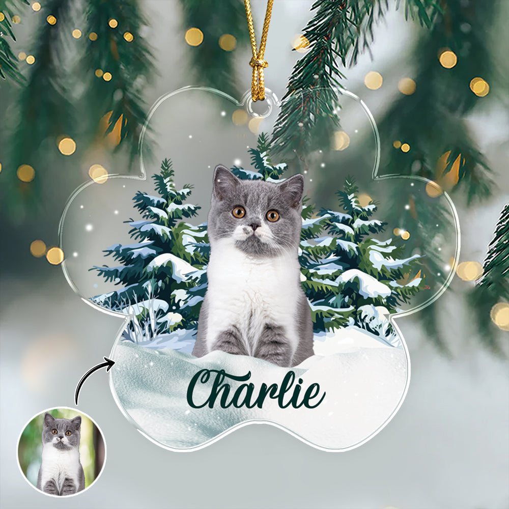 Custom Photo Cat Paw Shaped Acrylic Ornament Christmas Gift For Cat Lovers HA75 897062