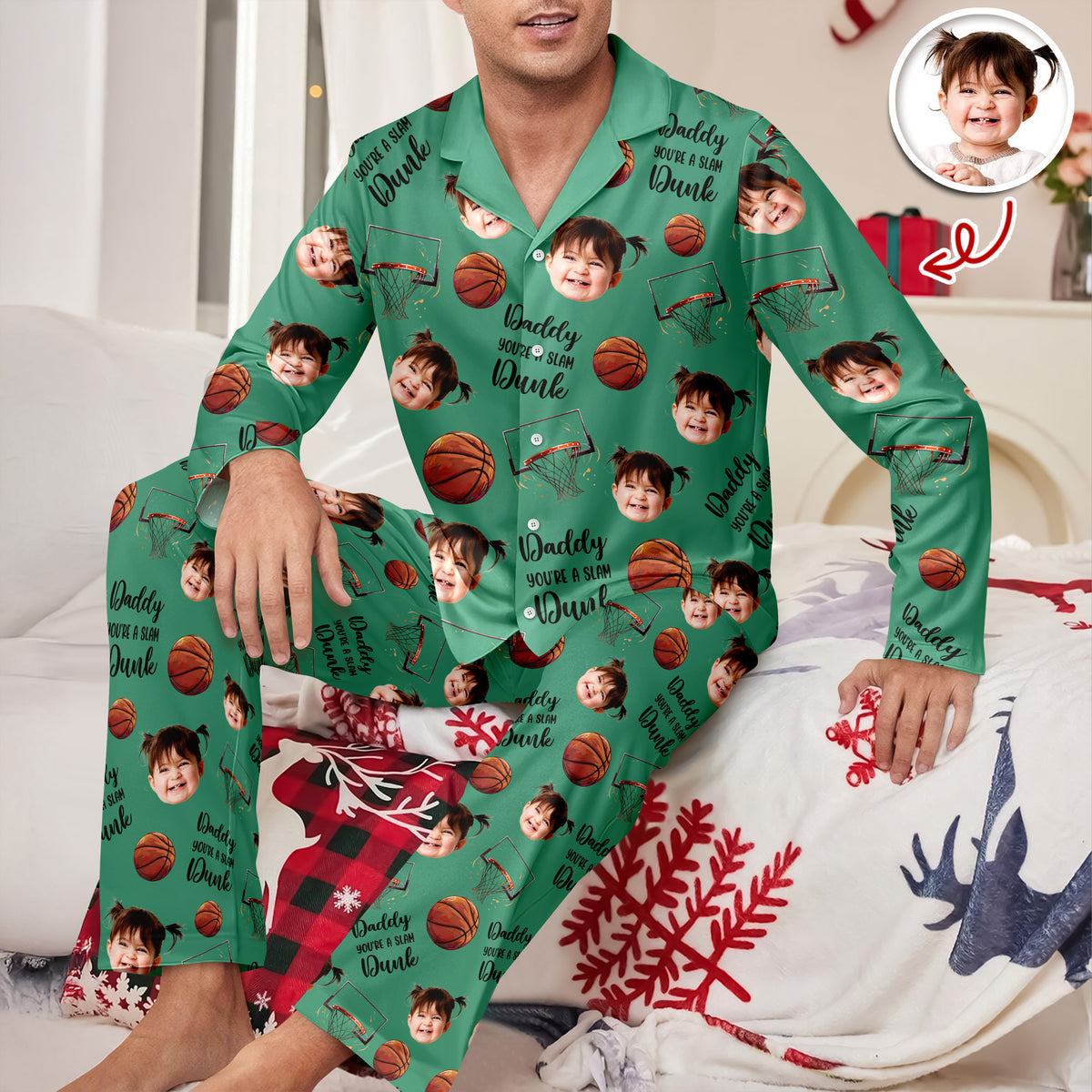 Custom Cute Photo You're A Slam Dunk, Dad Pajamas LM32 895689