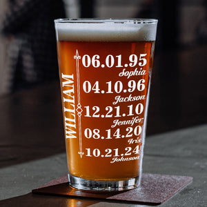 Custom Family History Print Beer Glass For Dad TH10 892771