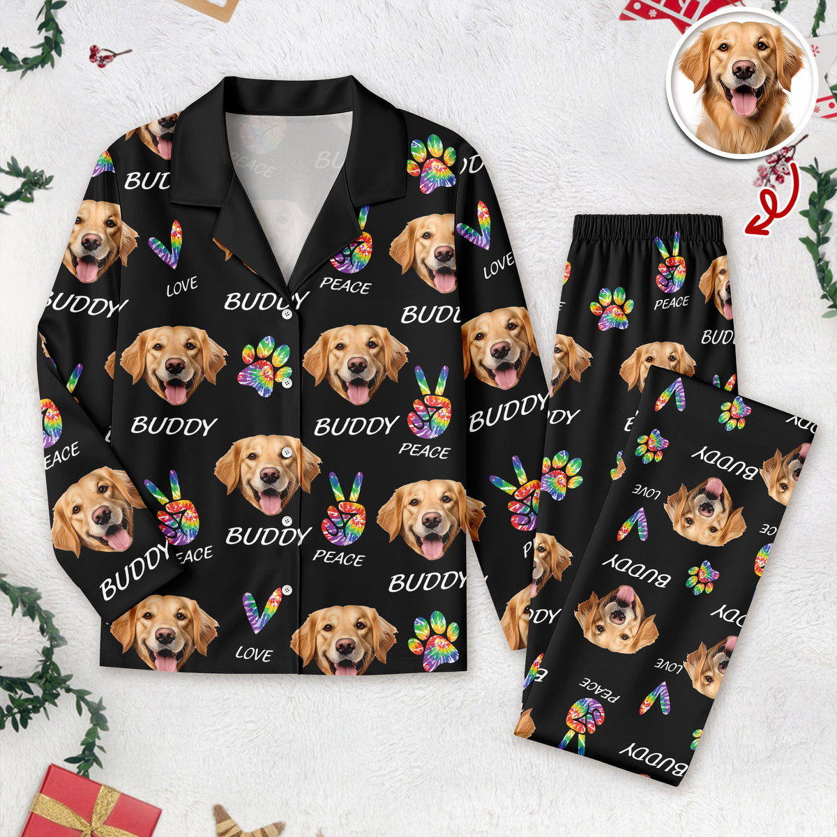 Custom Photo Peace, Love, Dog Sweatpants HA75 897678