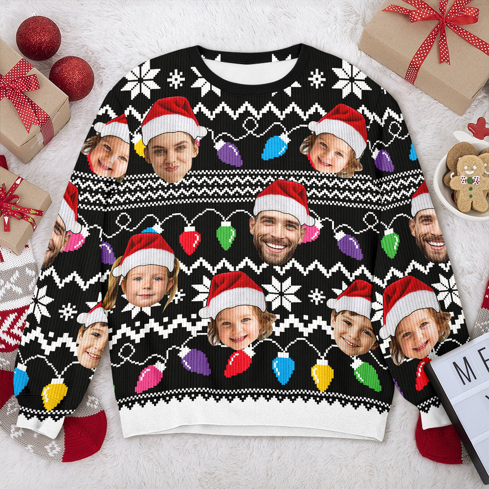 Custom Funny Face Photo Xmas Leds Family Ugly Sweater HO82 900076