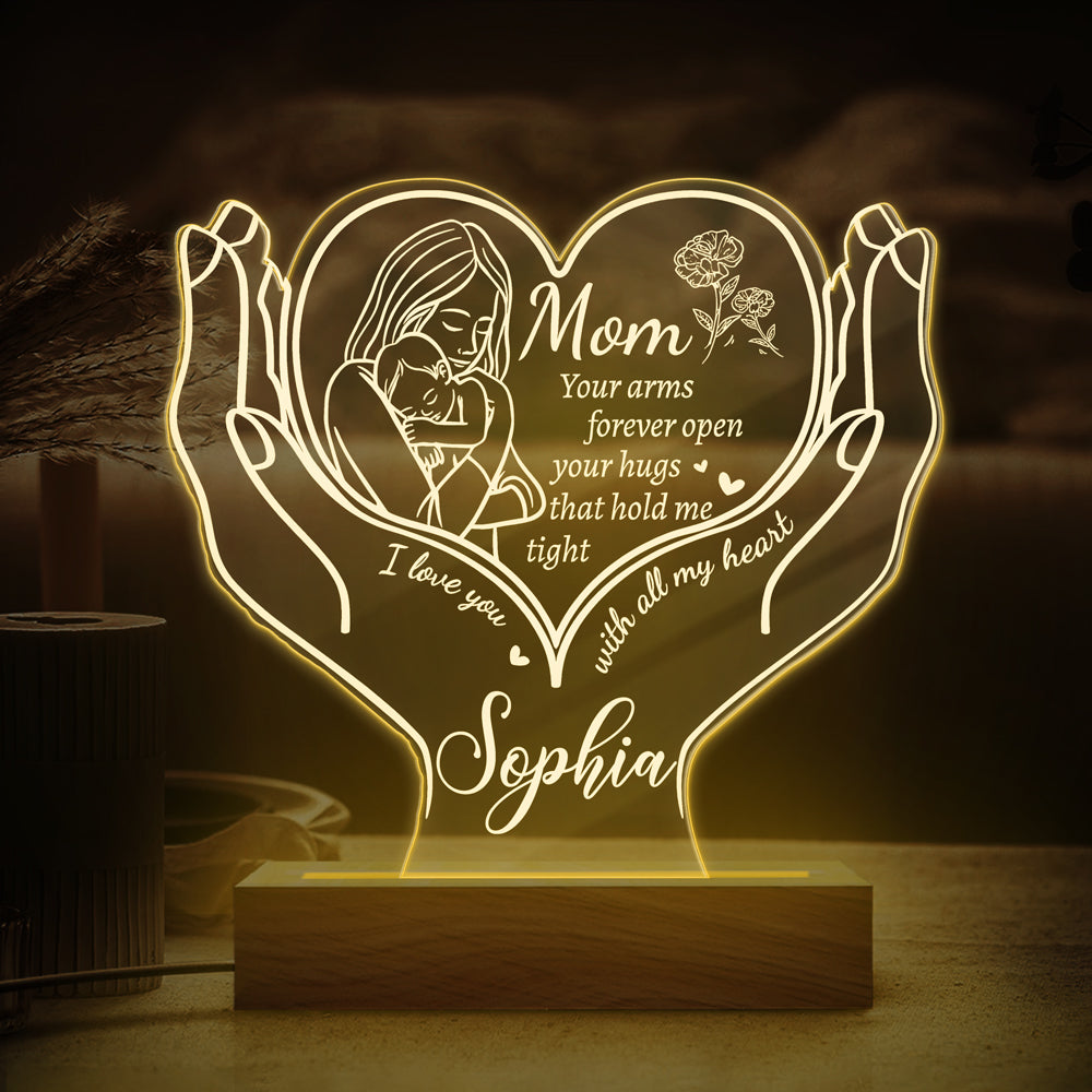 Custom Name Mom Your Arms Forever Open LED Night Light Mother's Day Gift TH10 169067