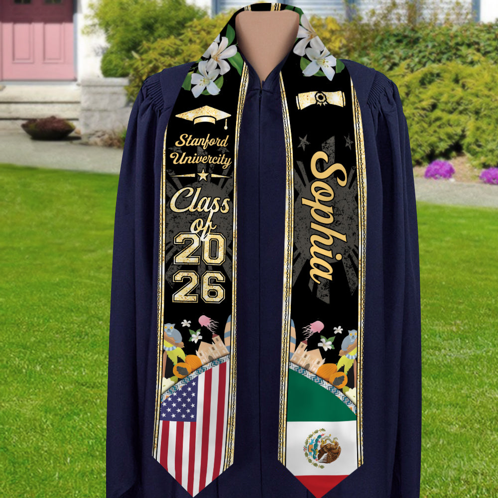 Personalized Class Of 2026 Country Flag Stoles Graduation Gift LM32 897695