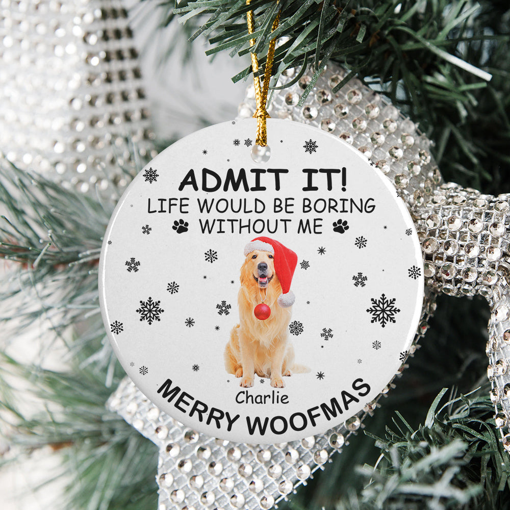 Custom Dog Cat Photo Life Would Be Boring Without Me Ceramic Ornament Christmas Gift CH07 896264
