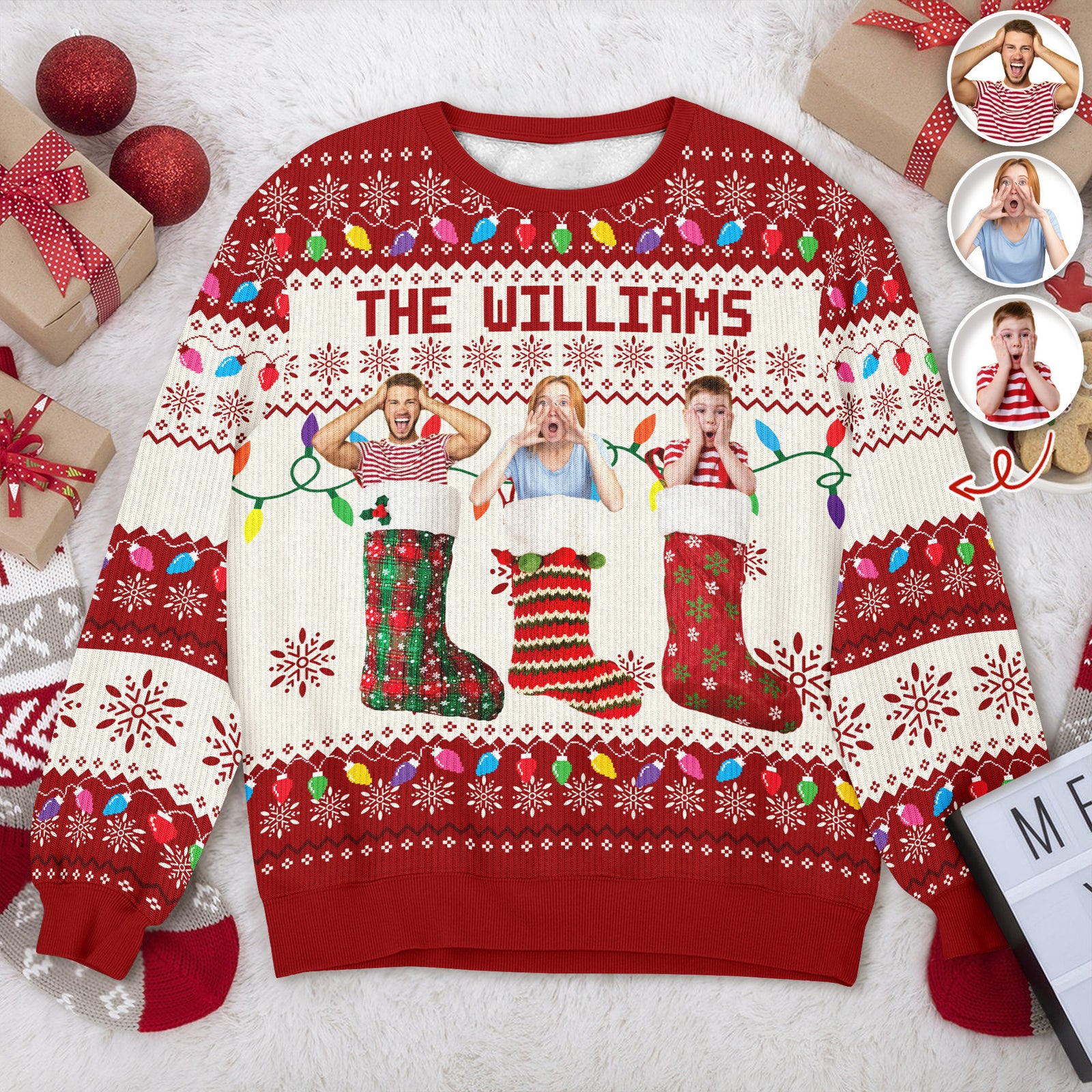 Custom Photo Christmas Socks Funny Family Friends Ugly Sweater HO82 900140