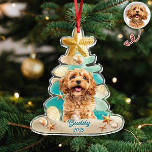 Custom Cute Dog Photo Sea Glass Christmas Acrylic Ornament For Dog Lovers LM32 895997
