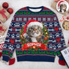 Custom Cat Photo With Christmas Wreath Ugly Sweater TH10 896275