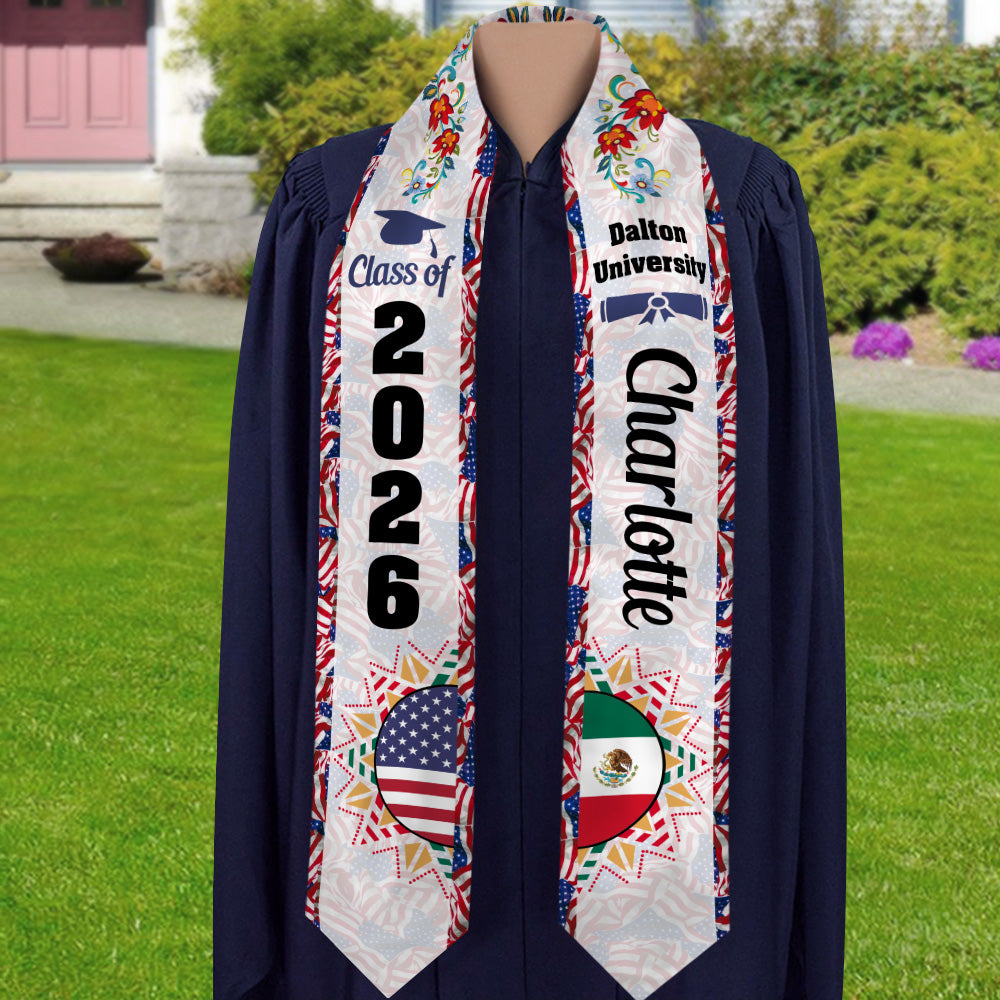 Personalized Country Flag Class of 2026 Graduation Stoles LM32 897969