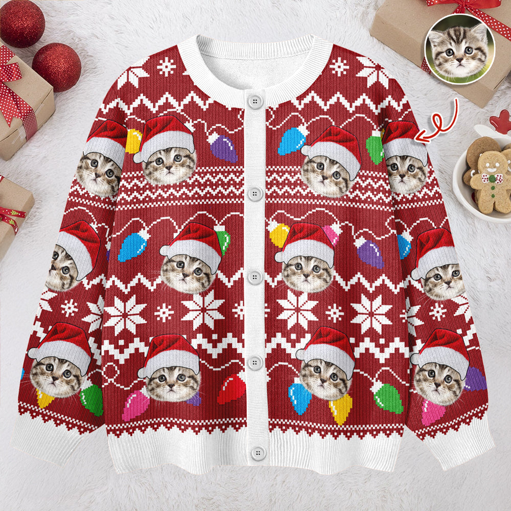 Custom Funny Photo Xmas Leds Cardigan Gift For Cat Lover HO82 900266