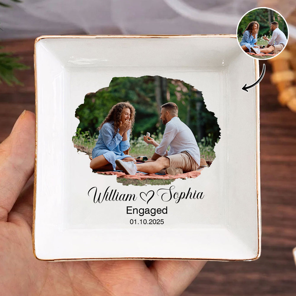 Custom Engagement Photo Jewelry Dish Gift For Married Couple CH07 899888