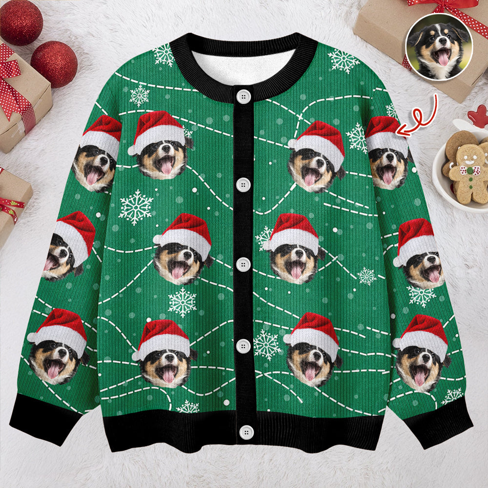 Custom Puppy Photo Personalized Dog Lovers Christmas Cardigan CH07 899896