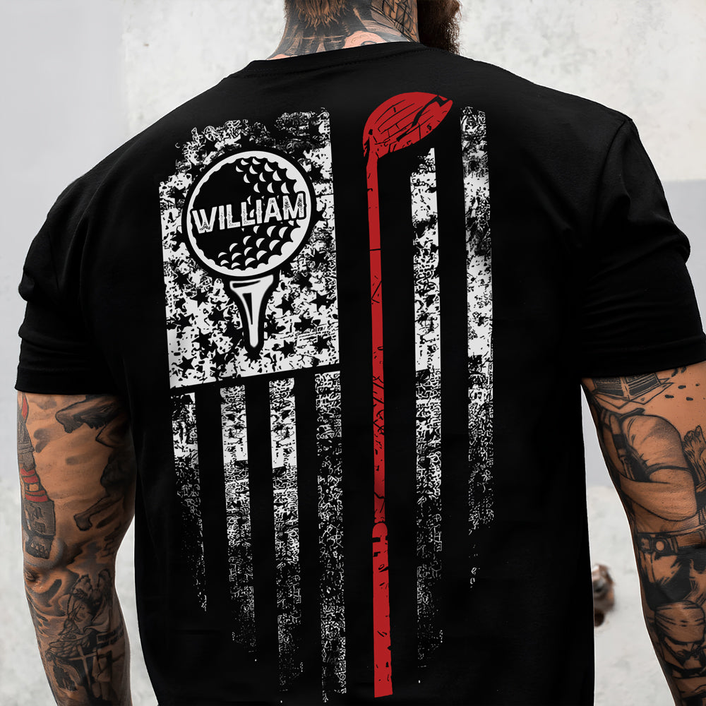 Custom Name American Flag Golf Back Personalized Back Side Dark Shirt HA75 898568