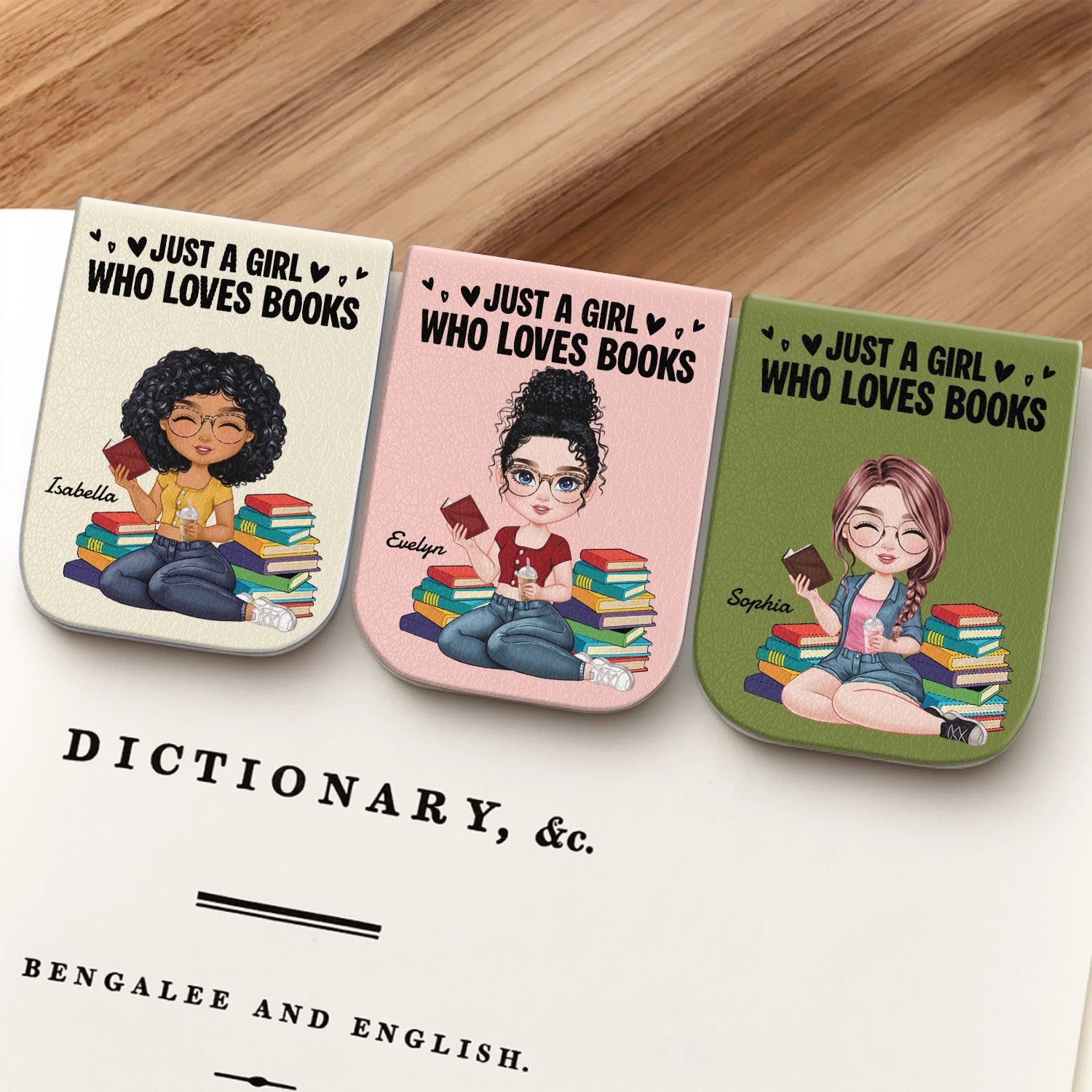 Just A Girl Who Love Books Personalized Magnetic Leather Bookmark gift for Book Lovers CH07 899524