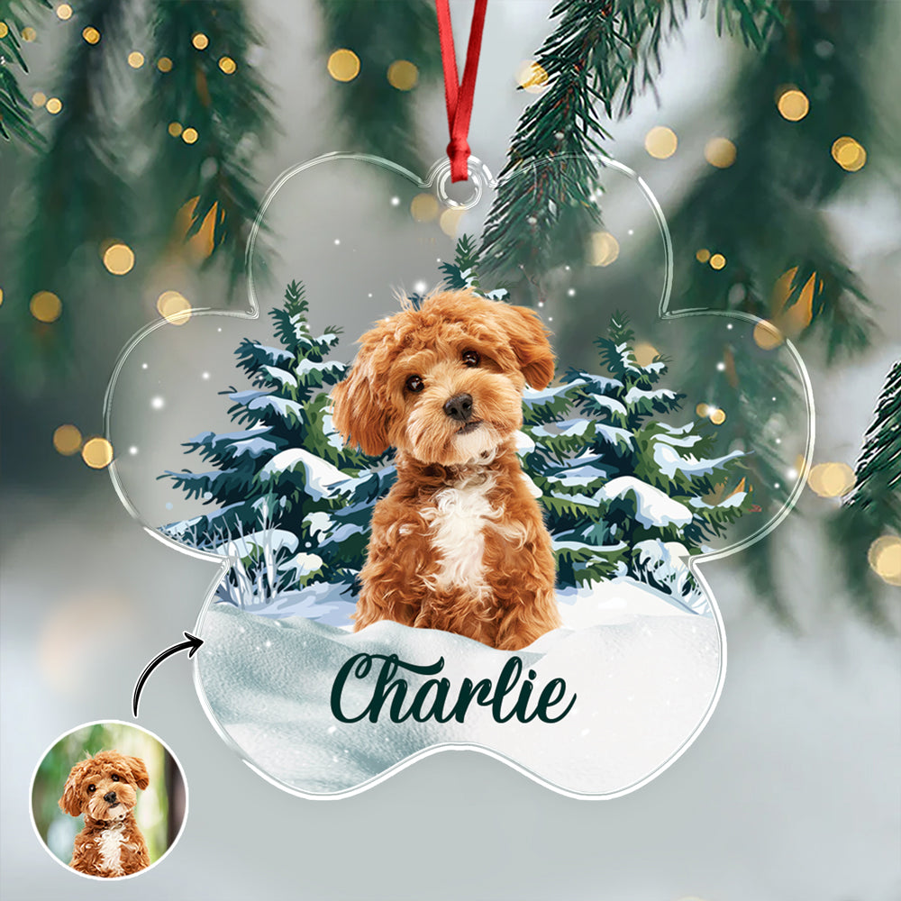 Custom Photo Dog Paw Shaped Acrylic Ornament Christmas Gift For Dog Lovers HA75 897534