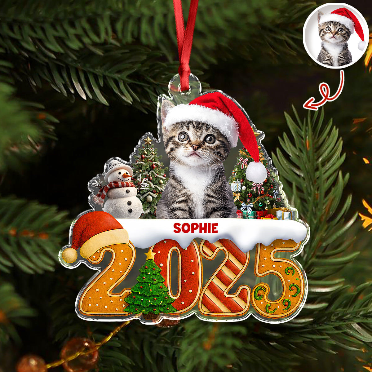 Custom Cat Christmas Cake Crew Photo - Personalized Acrylic Ornament CH07 899706