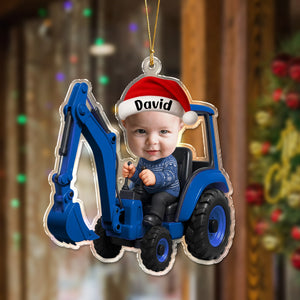 Custom Photo 3D Effect Little Boy With Excavator Acrylic Ornament Christmas Gift For Family LM32 895813