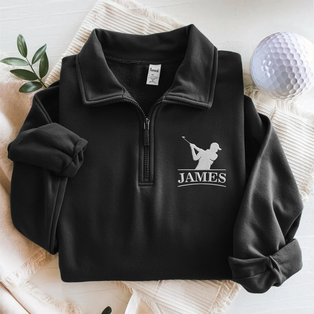 Custom Golfer Name Embroidered Golf Quarter Zip Sweater Golf Gift For Coaches, Golfers CH07 910016