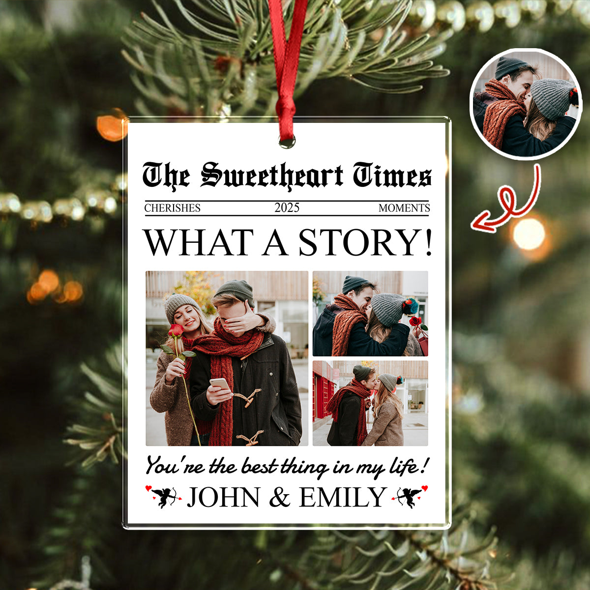 Custom Photo The Sweetheart Times Acrylic Ornament Christmas Gift For Couples HO82 894852