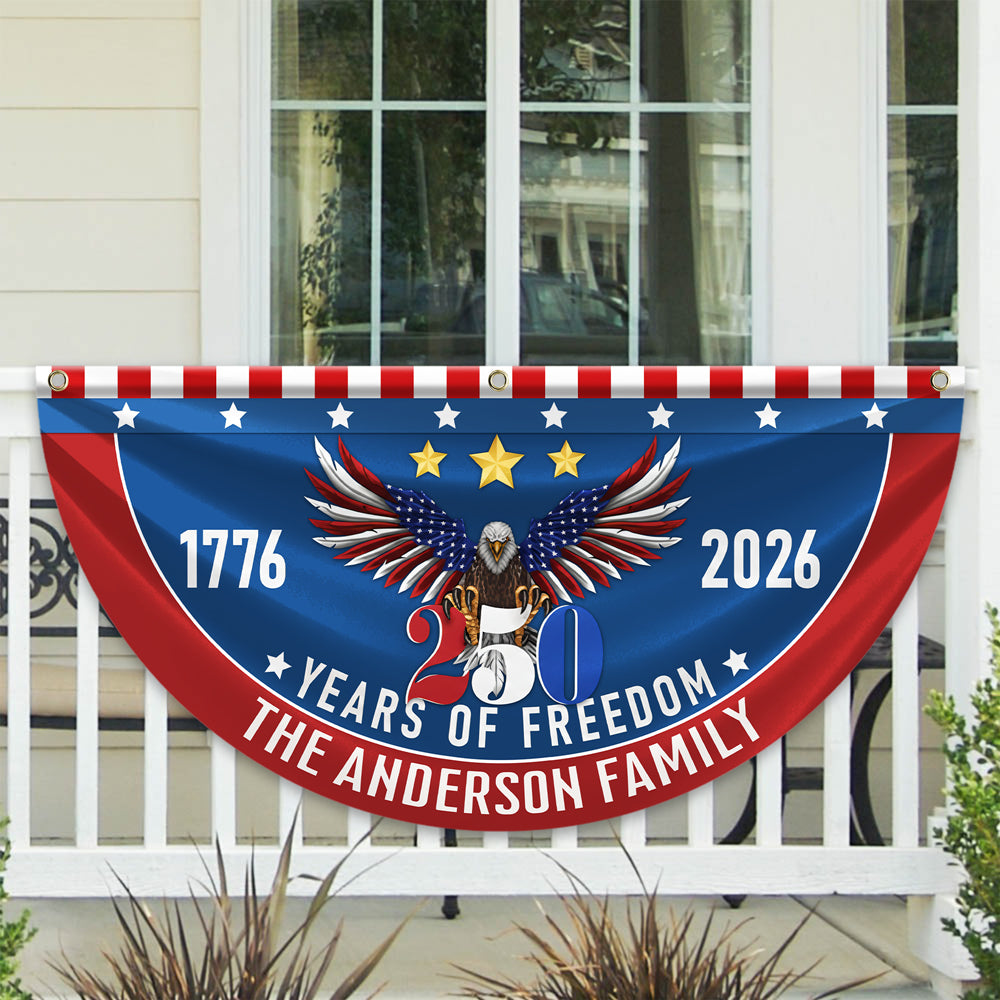 Custom Family Name 250 Years Of Freedom Non-Pleated Fan Flag CH07 910250