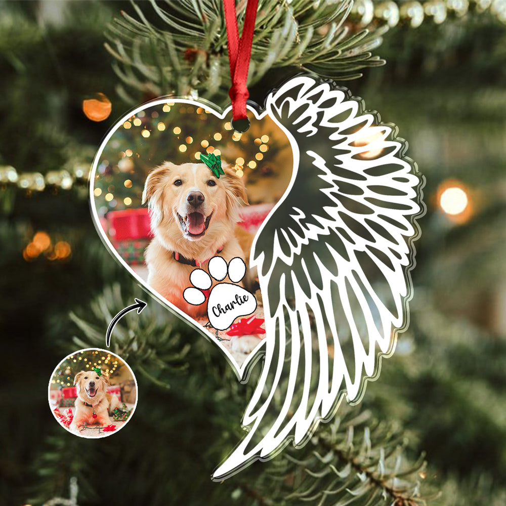 Custom Photo Dog Memorial Wing - Personalized Acrylic Ornament LM32 895869