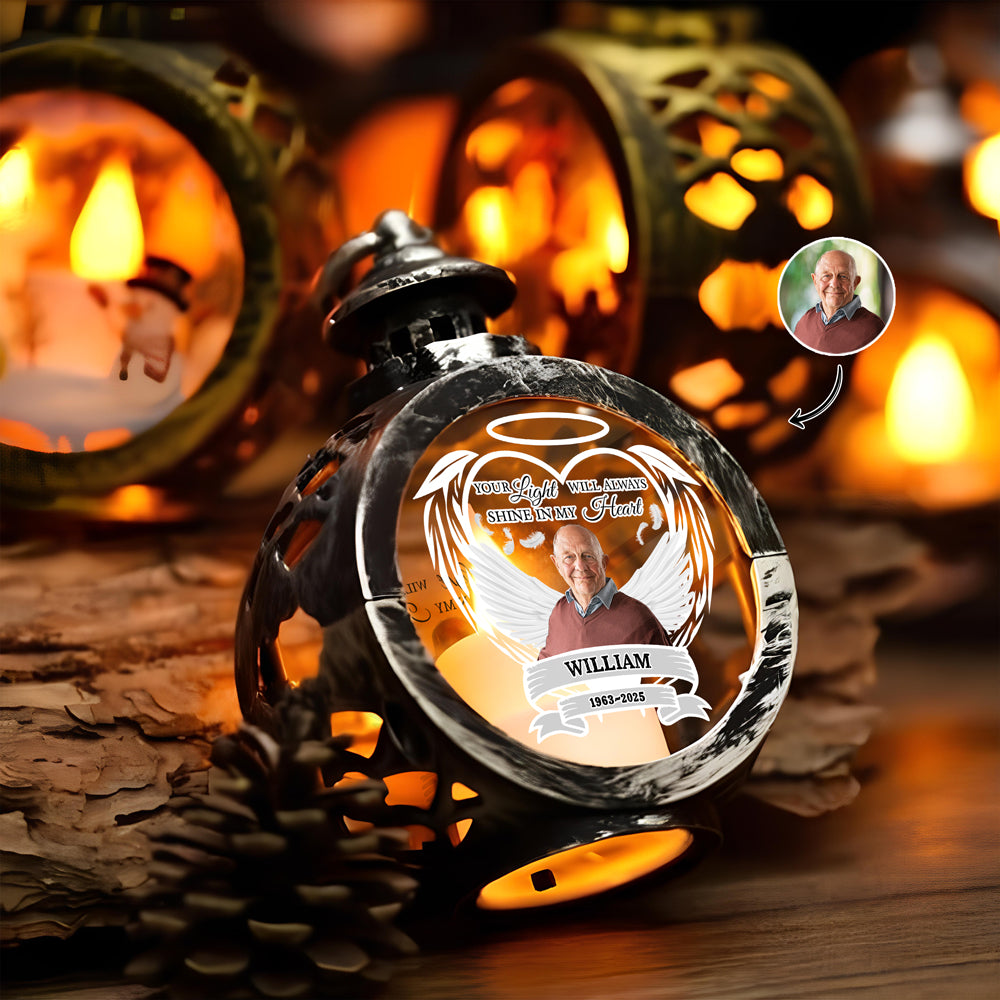 Custom Photo Your Light Will Alwways Shine In My Heart Memorial Christmas Lantern LM32 895785