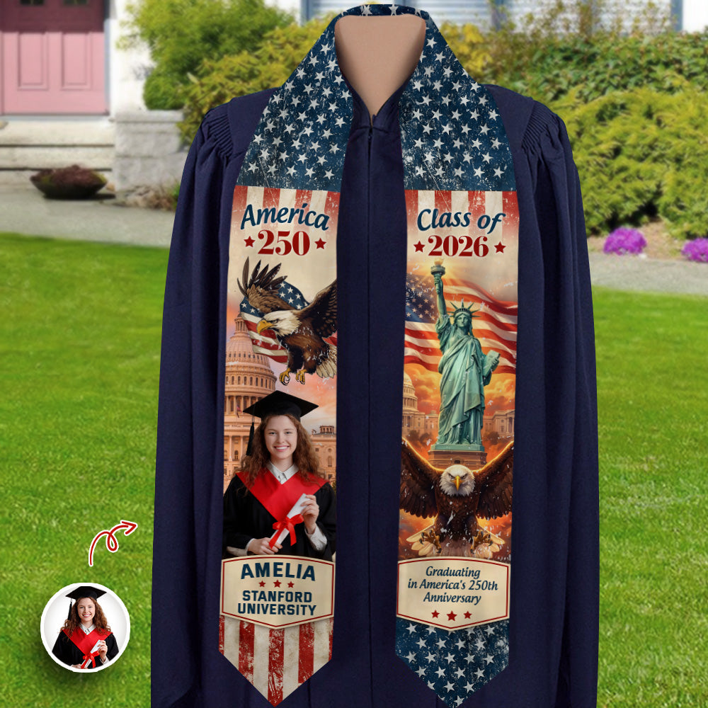 Custom Photo Graduating in America's 250th Anniversary Class of 2026 Stoles CH07 910610
