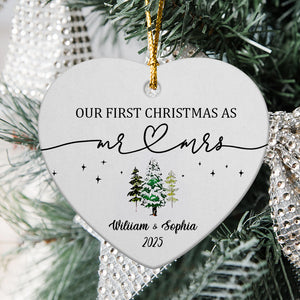 Our First Christmas As Mr and Mrs Couple Heart Shaped Ceramic Ornament LM32 895717
