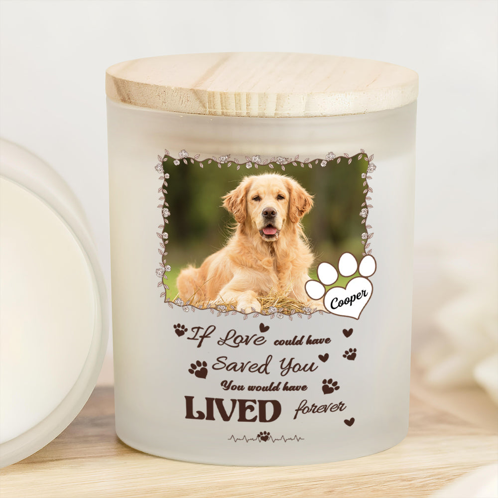 Custom Photo Forever Loved Pet Paw Print Glass Jar With LED Candle LM32 897509