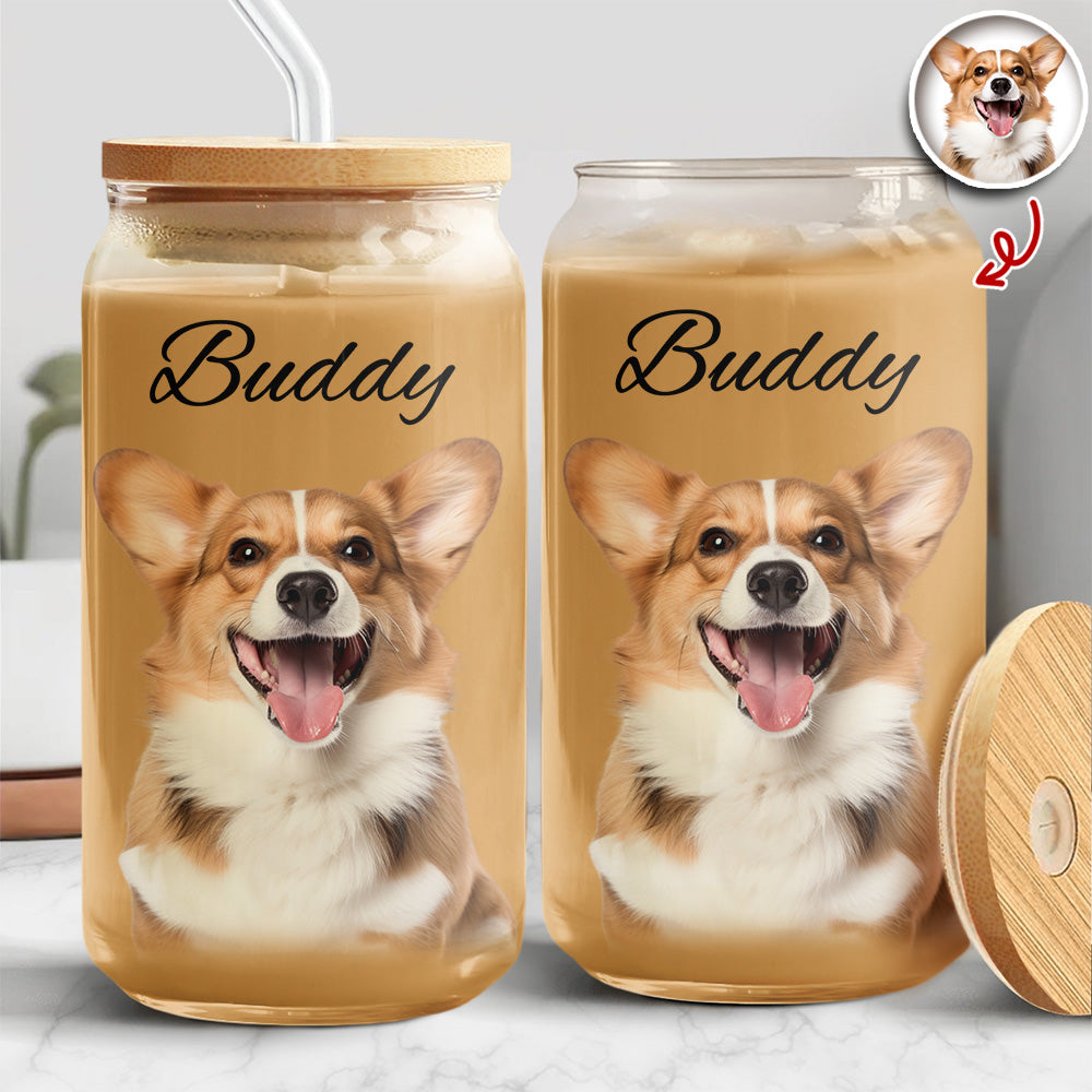 Custom Photo And Name Glass Can With Lid Gift TH10 896781