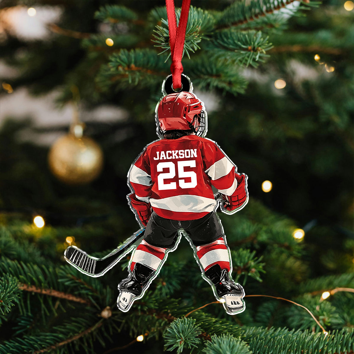 Custom Name Number Personalized Kid Hockey Player Acrylic Ornament HA75 897874