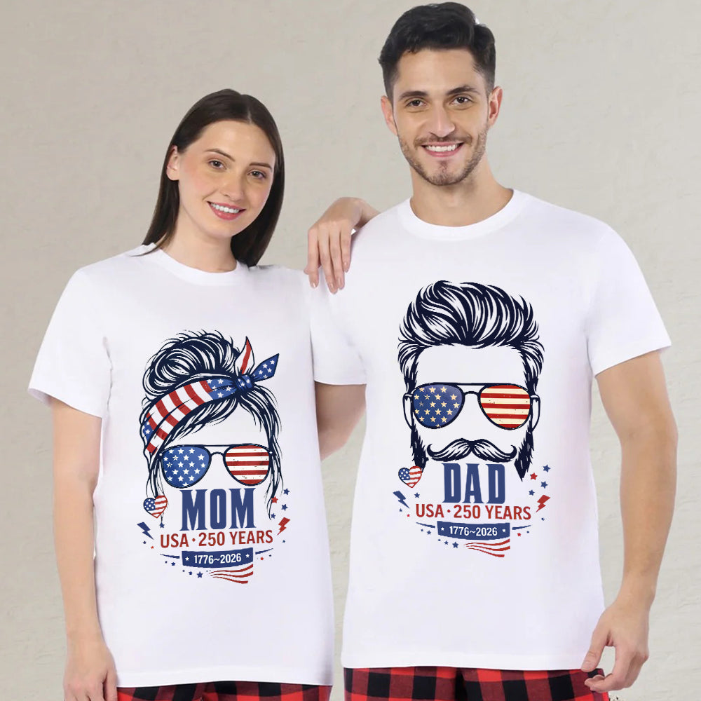 Custom Name Mom Dad USA 250th Anniversary Matching Patriotic Parents Shirt CH07 910656