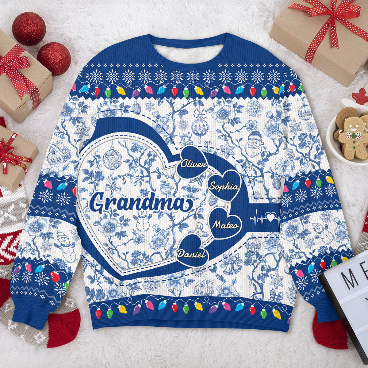 Grandma Mom Toile De Jouy - Personalized Ugly Sweater CH07 896638