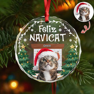 Custom Photo Cozy Room Feliz Navicat - Personalized Circle Glass Ornament LM32 895775