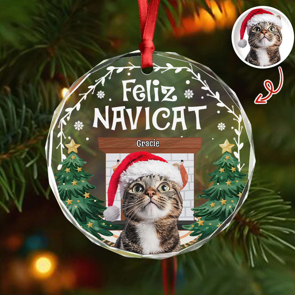 Custom Photo Cozy Room Feliz Navicat - Personalized Circle Glass Ornament LM32 895775