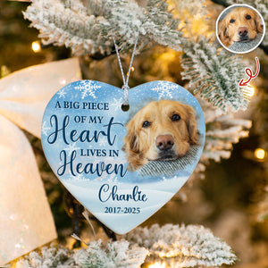 Custom Photo A Big Piece Of My Heart Lives In Heaven Heart Ceramic Ornament TH10 896407