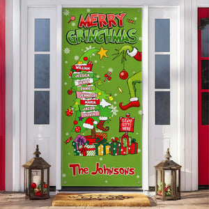 Custom Family Name Merry Grinchmas Funny Door Cover Christmas Decor CH07 899966