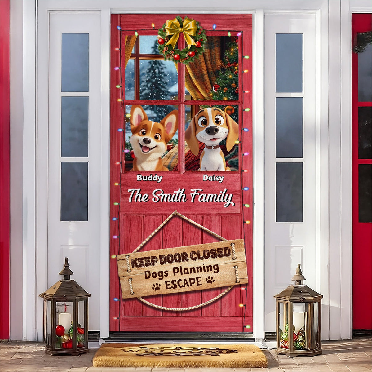 Custom Photo Keep Door Closed Dog Planning Escape Door Cover For Dog Lover TH10 896537