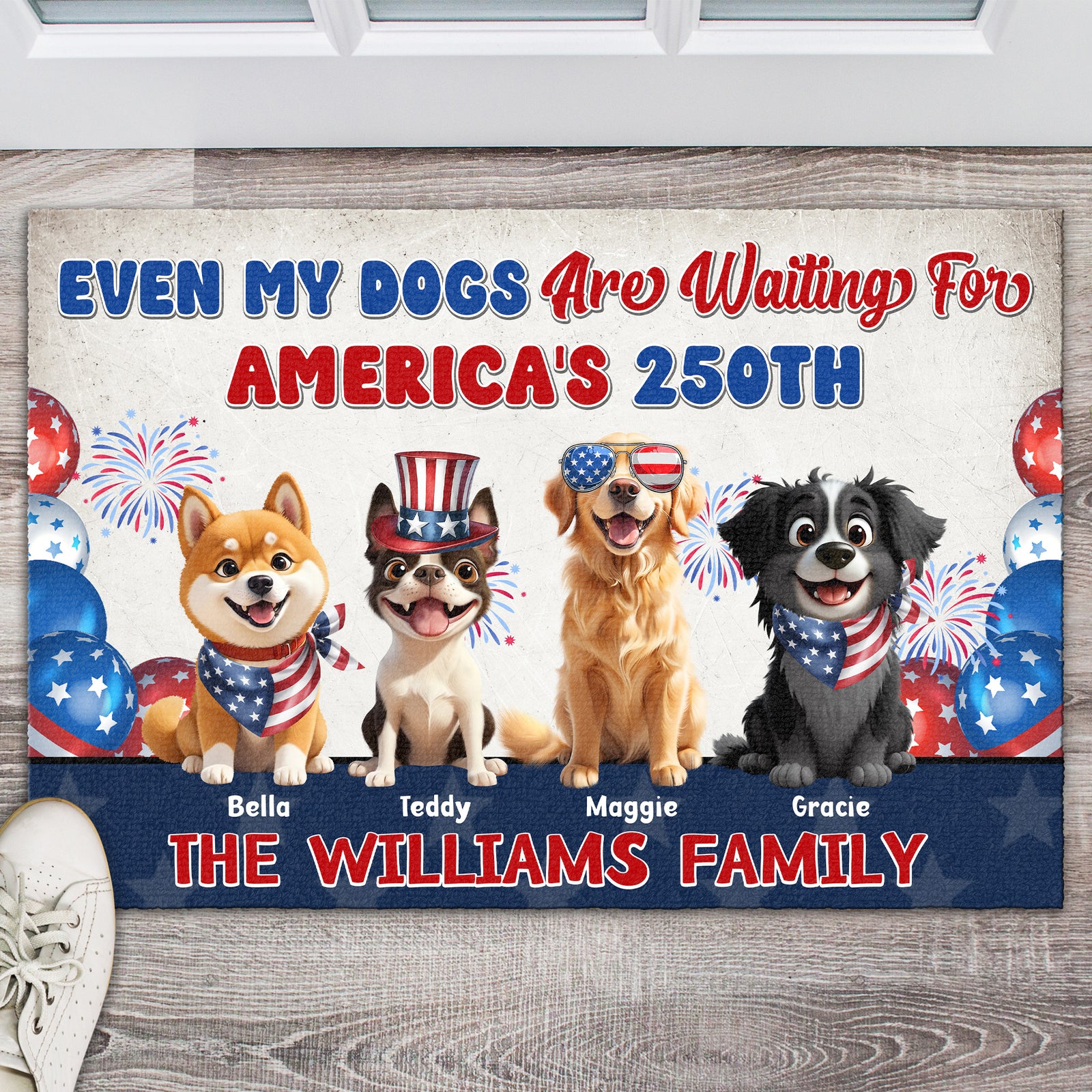 Even My Dog Waiting For America's 250th Personalized Doormat For Dog Lover CH07 910326