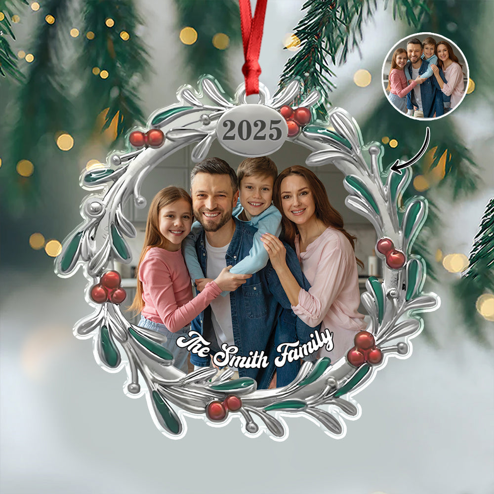 Custom Family Photo 2025 Christmas Wreath Acrylic Ornament LM32 897389