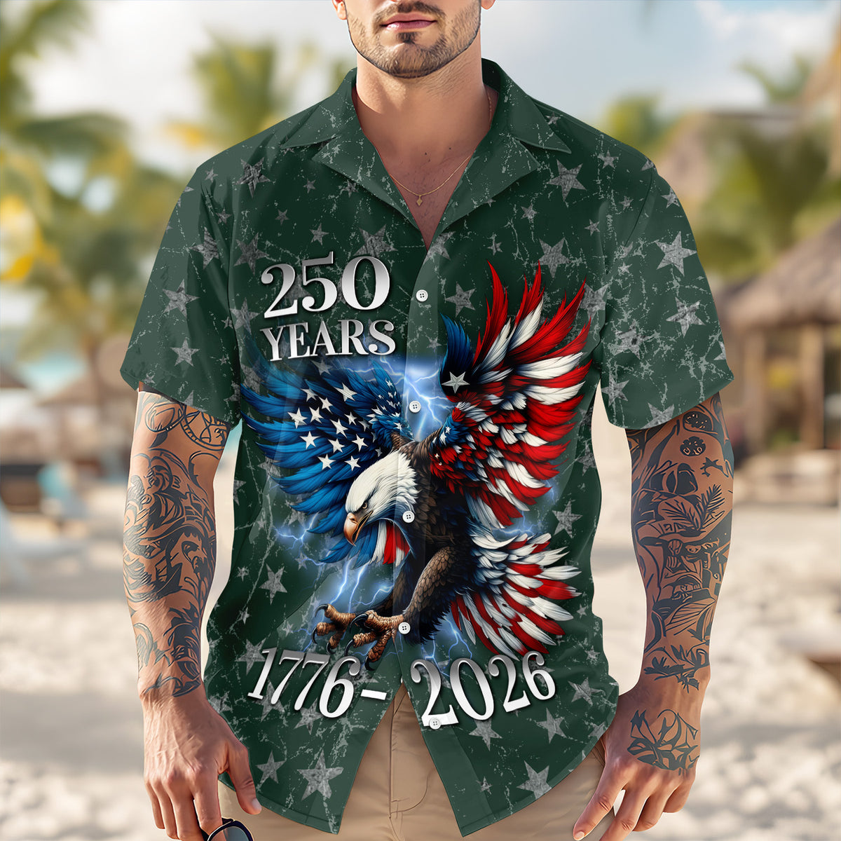 Personalized 250th Anniversary Eagle Patriotic American Hawaiian Shirts CH07 910526