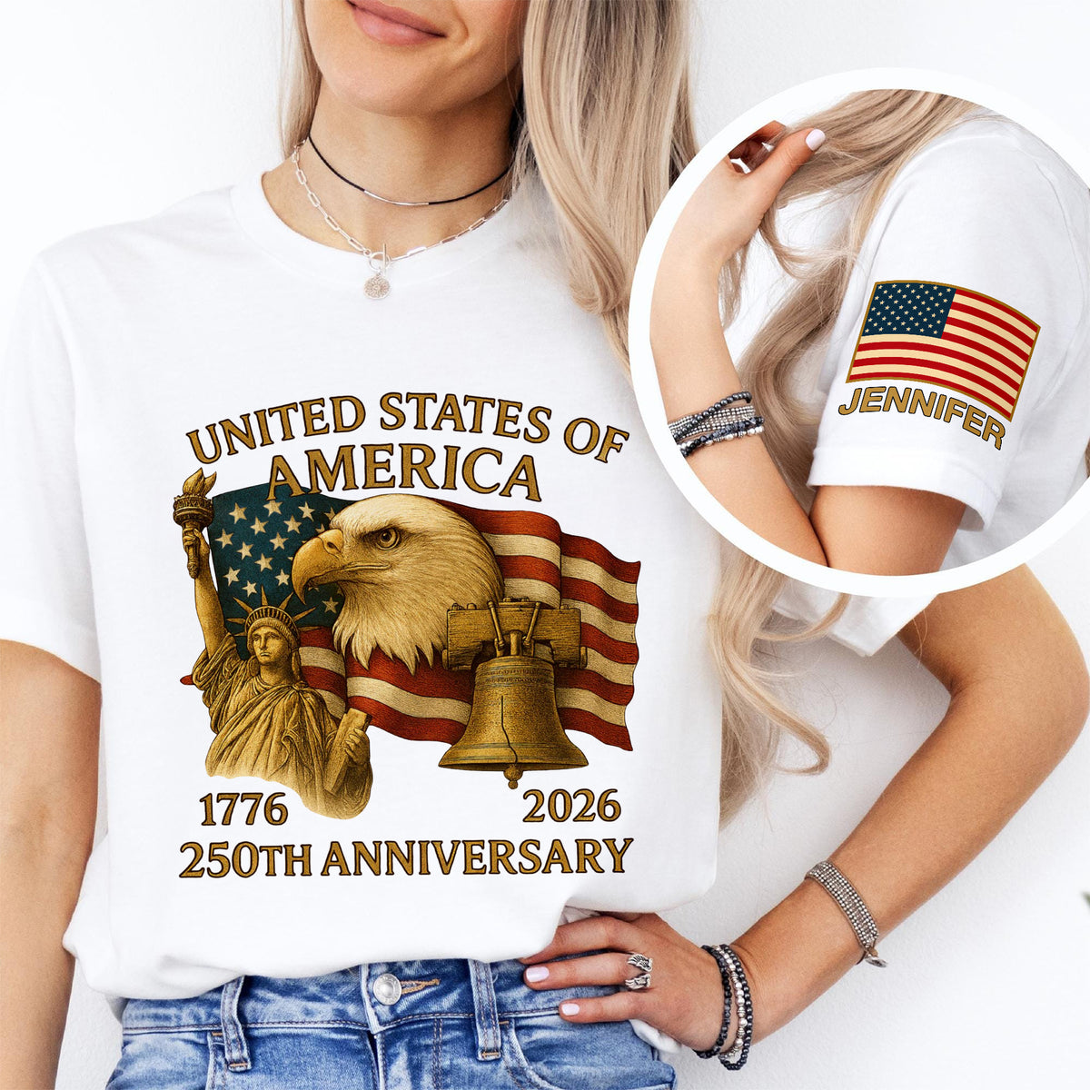 Custom Name With United State Of America 250 Years Sleeve Tee Shirt TH10 898419