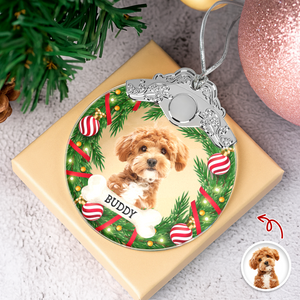 Custom Photo Dog Metal Glass Ornament For Christmas HA75 897168