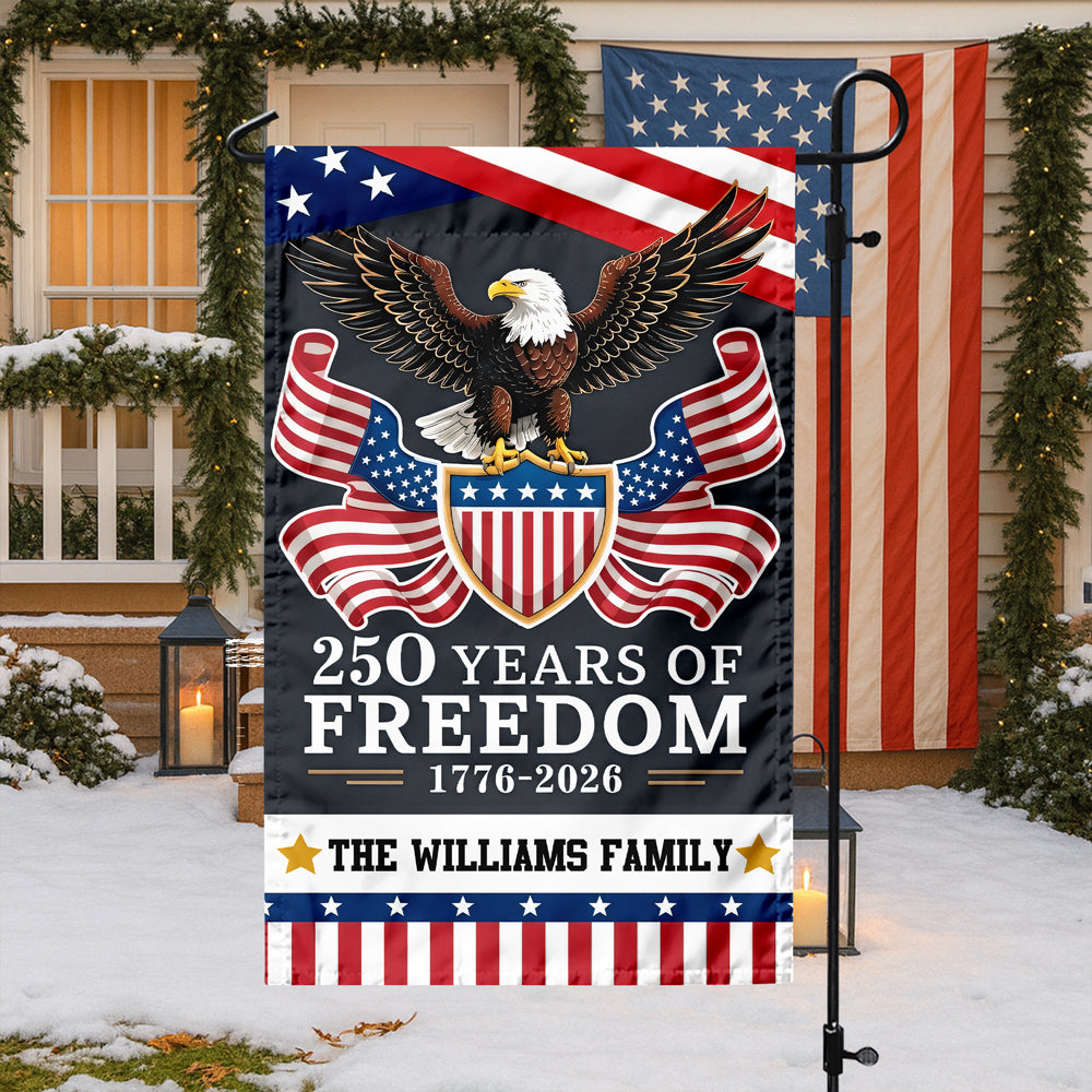 Custom Family Name USA 250 Years Of Freedom Garden Flag LM32 897963